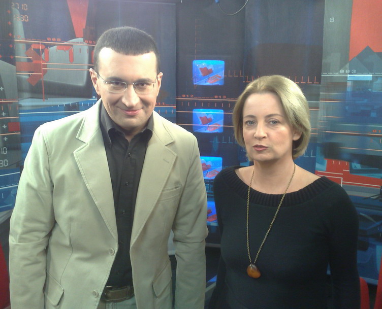Ольга Левина и Михаил Джагинов - передача -1 на 1-, канал RTVi, 3 декабря 2008